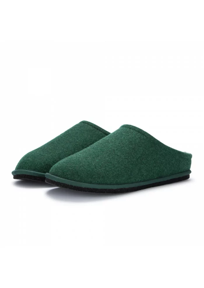 LÖWENWEISS | PANTOFOLE IN LANA COTTA VERDE Fornitura limitata