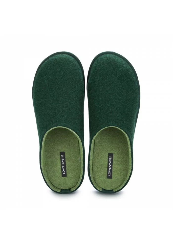LÖWENWEISS | PANTOFOLE IN LANA COTTA VERDE Fornitura limitata