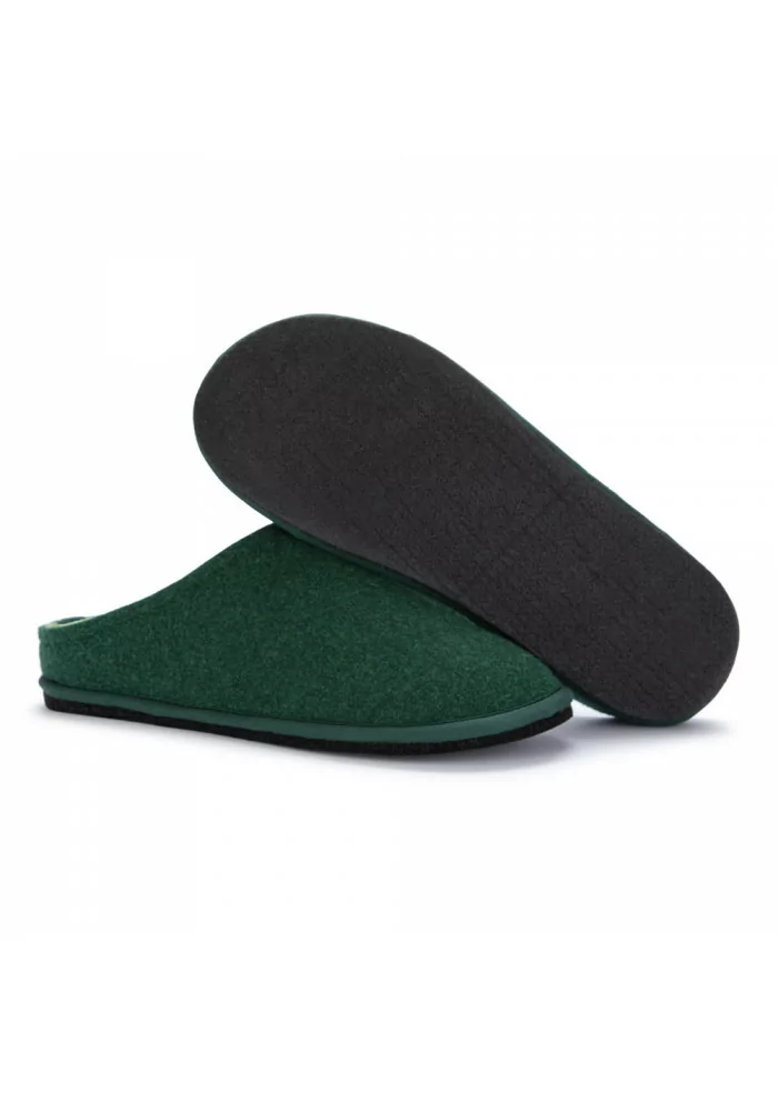 LÖWENWEISS | PANTOFOLE IN LANA COTTA VERDE Fornitura limitata