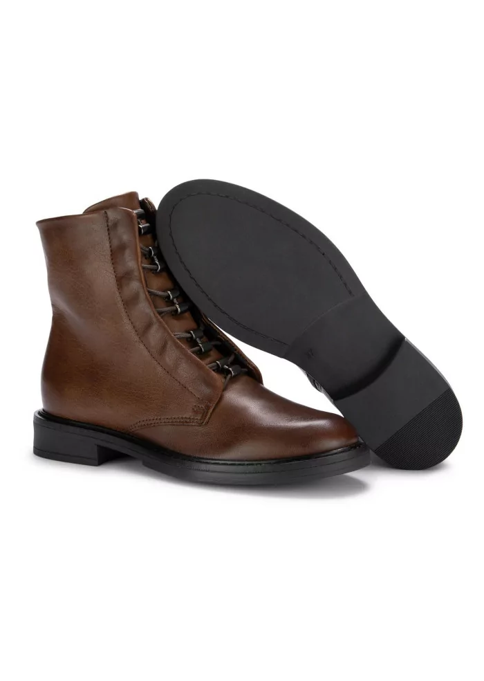 MJUS | STIVALETTI ALLACCIATI ZIP PELLE MARRONE Vendita calda