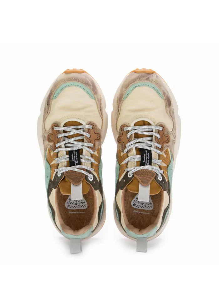 FLOWER MOUNTAIN | SNEAKERS YAMANO 3 PELLE BEIGE AZZURRO Rilascio limitato