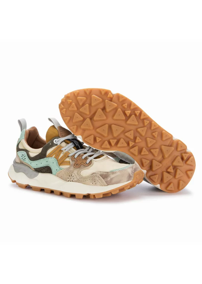 FLOWER MOUNTAIN | SNEAKERS YAMANO 3 PELLE BEIGE AZZURRO Rilascio limitato