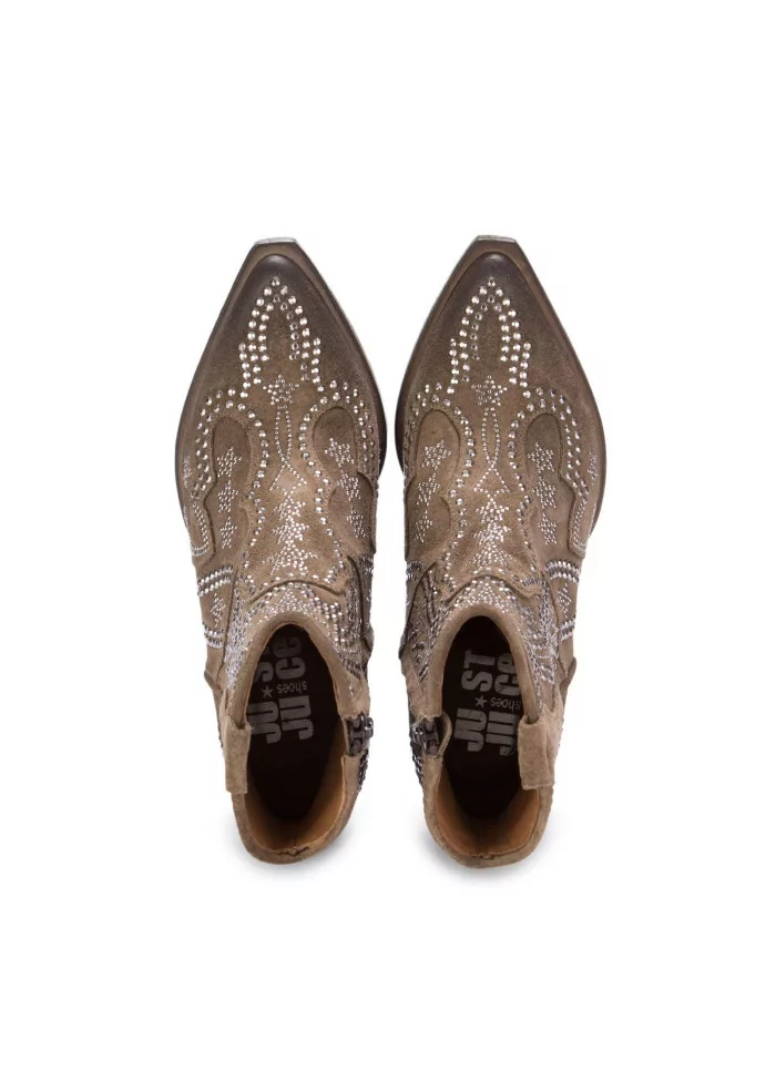 JUICE | STIVALETTI WESTERN CAMOSCIO STRASS MARRONE Enormi sconti