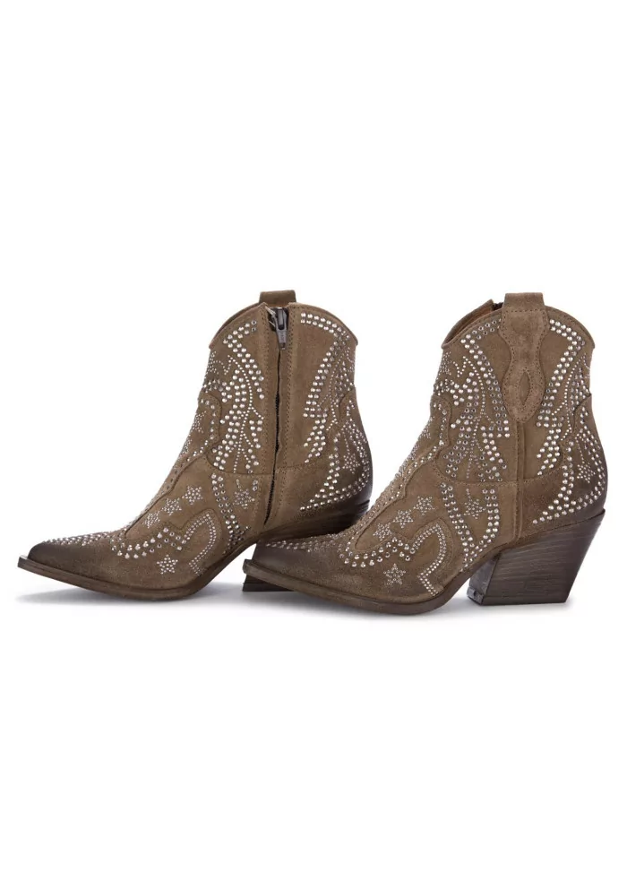 JUICE | STIVALETTI WESTERN CAMOSCIO STRASS MARRONE Enormi sconti