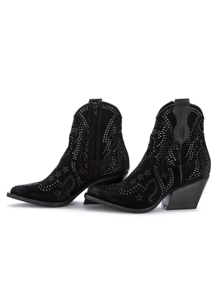 JUICE | STIVALETTI TEXANI CAMOSCIO STRASS NERO 50% di sconto con spedizione gratuita