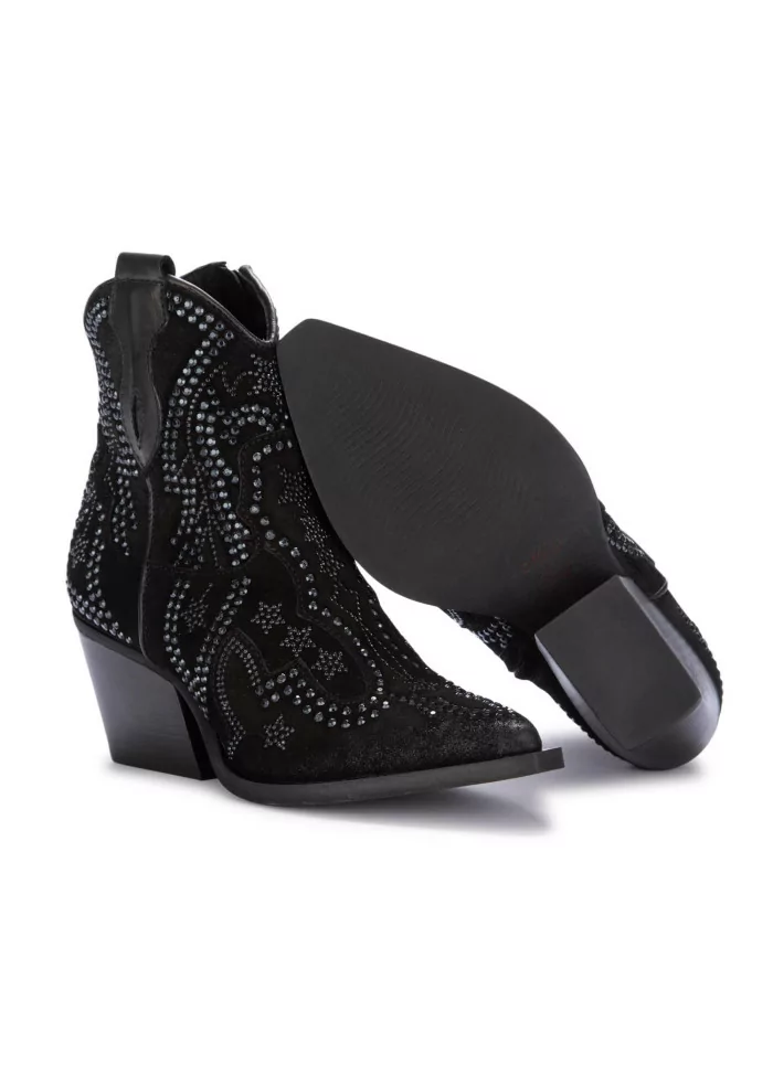 JUICE | STIVALETTI TEXANI CAMOSCIO STRASS NERO 50% di sconto con spedizione gratuita