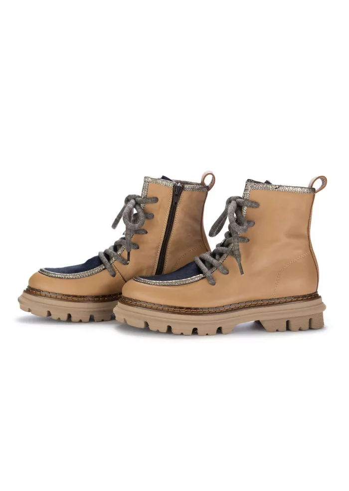 CATERINA C | STIVALETTI PELLE CAVALLINO MARRONE BLU 50% di sconto per tempo limitato