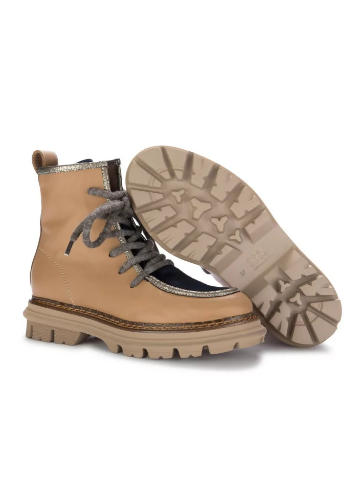 CATERINA C | STIVALETTI PELLE CAVALLINO MARRONE BLU 50% di sconto per tempo limitato