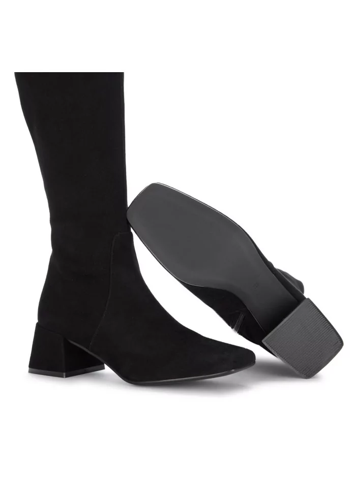 MA+DE 94 | STIVALI ALTI CAMOSCIO NERO Nuovo