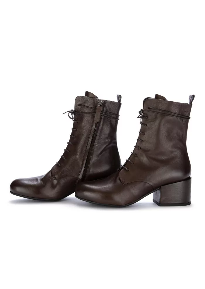 VICOLO 8 | STIVALETTI CON TACCO LACCI PELLE MARRONE Promozione