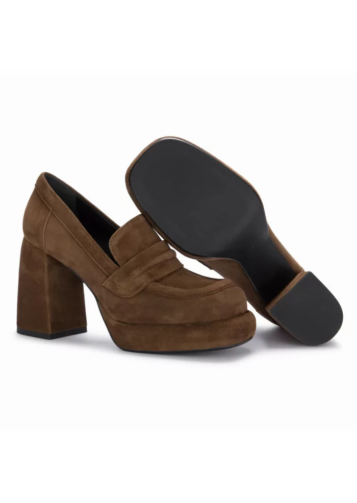 POESIE VENEZIANE | SCARPE TACCO CAMOSCIO MARRONE Sottocosto