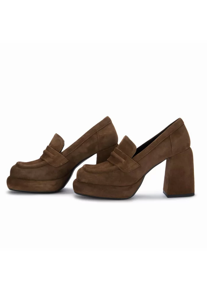 POESIE VENEZIANE | SCARPE TACCO CAMOSCIO MARRONE Sottocosto