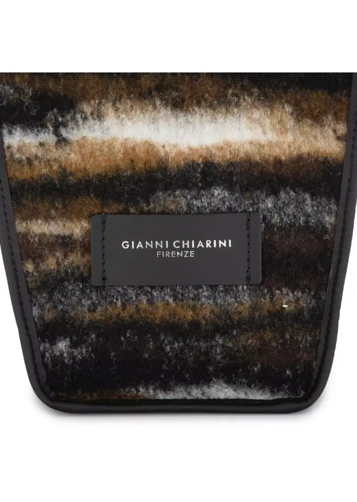 GIANNI CHIARINI | BORSA A SPALLA JACQUARD MARCELLA MARRONE NERO In Vendita