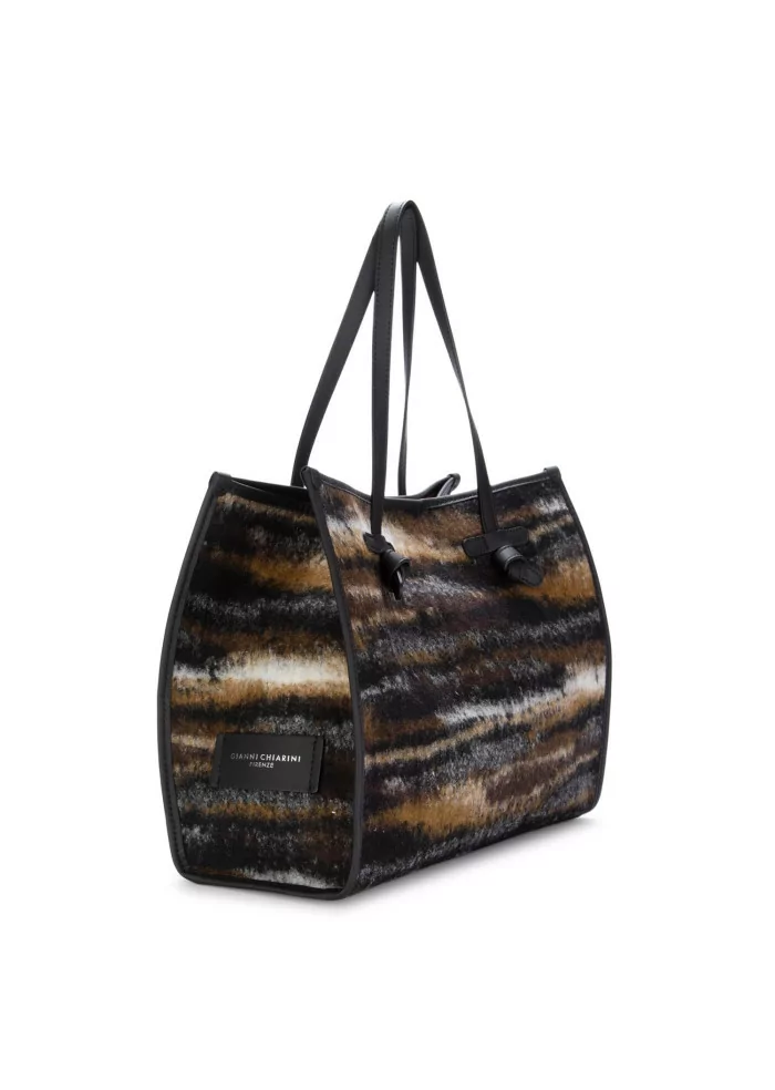 GIANNI CHIARINI | BORSA A SPALLA JACQUARD MARCELLA MARRONE NERO In Vendita