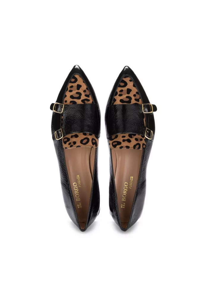IL BORGO FIRENZE | SCARPE BASSE PELLE NERO LEOPARDATO Vendita Economica