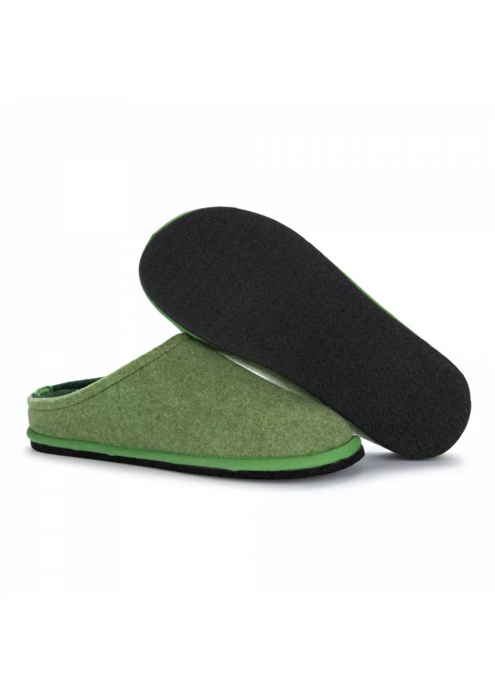 LÖWENWEISS | PANTOFOLE FELTRO DI LANA VERDE Liquidazione