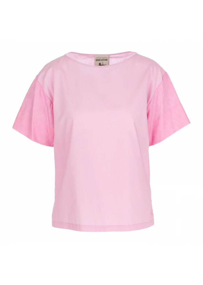 SEMICOUTURE | CAMICIA COTONE RICAMO ROSA Sconti questo mese