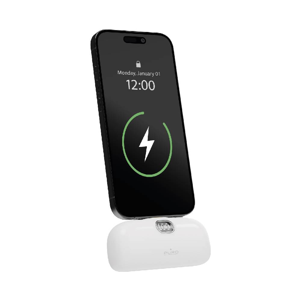 Puro Power Bank 5000mAh USB-C con connettore integrato Plug 5 Consegna Veloce