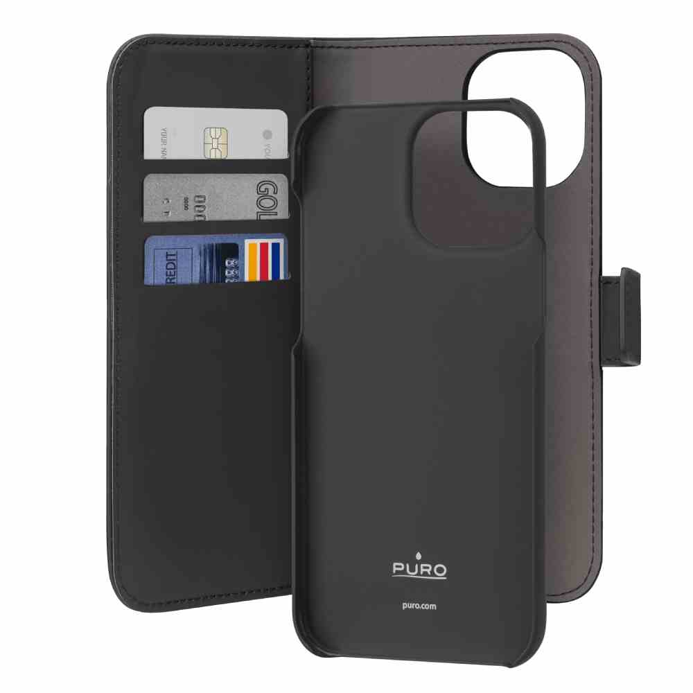 Puro Custodia Wallet Detachable per iPhone 15 Pro Max Consegna Veloce