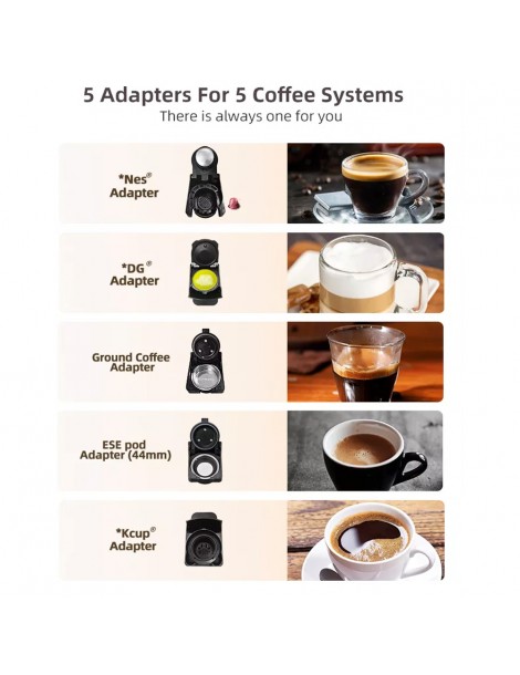 ﻿HiBREW H2B Caffettiera 5 in 1 con linea di livello dell'acqua macchina per caffè a capsule caldo/freddo a 19 bar 2025