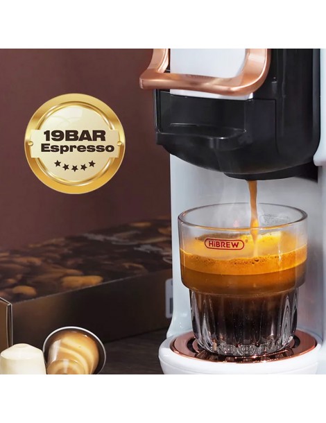 HiBREW H2B Caffettiera 5 in 1 con linea di livello dell'acqua macchina per caffè a capsule caldo/freddo a 19 bar - Bianco Nuovo