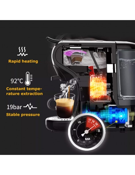 HiBREW H1A 1450W 19 bar Macchina per caffè espresso macchina per caffè caldo/freddo a capsule multiple 4 in 1 - Nero Promozione Limitata
