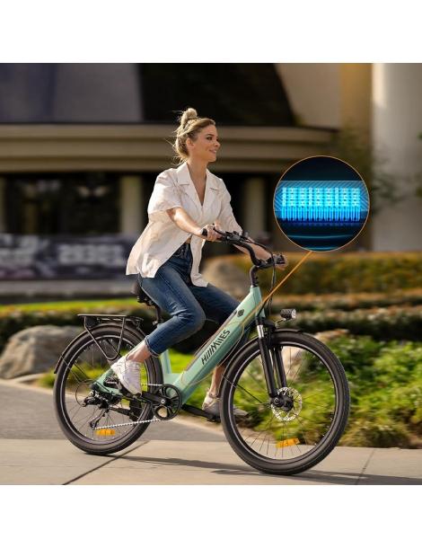 HillMiles MileCity1 Bicicletta elettrica motore da 250W batteria da 36V 13AH pneumatico da 26 pollici - Verde In Vendita