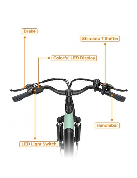 HillMiles MileCity1 Bicicletta elettrica motore da 250W batteria da 36V 13AH pneumatico da 26 pollici - Verde In Vendita
