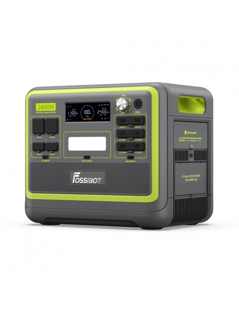 FOSSiBOT F2400 Centrale Elettrica Portatile da 2048Wh/2400W Ricarica Rapida in 1 5 Ore 16 Porte di Uscita - Verde Italia