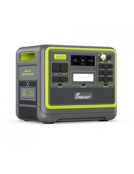 FOSSiBOT F2400 Centrale Elettrica Portatile da 2048Wh/2400W Ricarica Rapida in 1 5 Ore 16 Porte di Uscita - Verde Italia