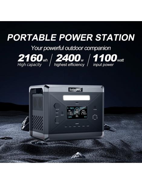 SolarPlay Q2501 Centrale Elettrica Portatile batteria LiFePO4 da 2400W/2160WH 12 porte di uscita In Linea