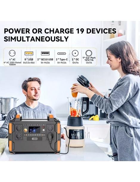 Generatore solare portatile Flashfish F132 1041.6Wh/1000W batteria LiFePo4 uscita 230V AC 19 uscite versione UE Promozione Limitata