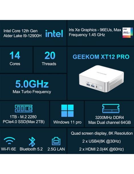 GEEKOM XT12 Pro Mini PC Intel Core i9-12900H 14 core fino a 5 0GHz 32GB RAM 1TB SSD Negozio