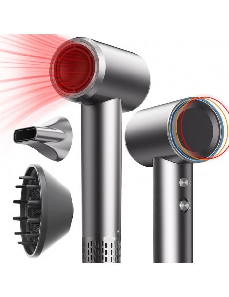 Micollme H6S Asciugacapelli con 2 bocchette asciuga i capelli medi in 2-3 minuti 59dB tecnologia a ioni negativi - grigio Vendite Flash