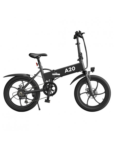 ADO A20+ 250W Bicicletta elettrica pieghevole Telaio 7 velocità Ingranaggi rimovibili Batteria agli ioni di litio 10 4 Ah - Nero Nuovo