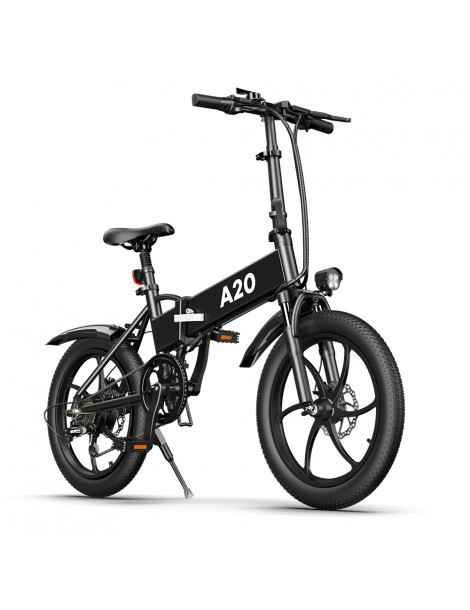 ADO A20+ 250W Bicicletta elettrica pieghevole Telaio 7 velocità Ingranaggi rimovibili Batteria agli ioni di litio 10 4 Ah - Nero Nuovo