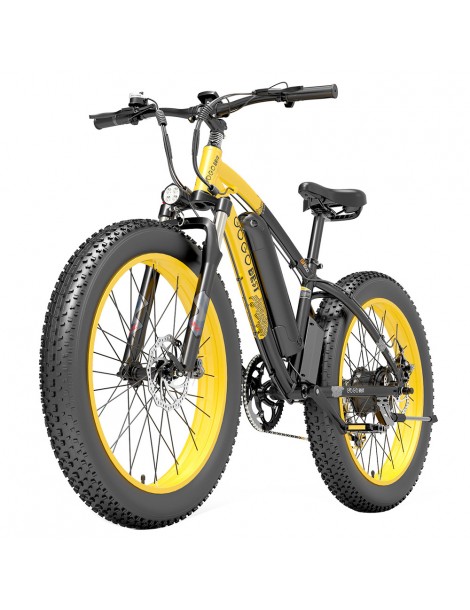 GOGOBEST GF600 26 Pollici Pneumatici Grassi Bicicletta Elettrica Pieghevole 1000W Motore 48V 13Ah Batteria - Nero Giallo Spedizione Gratuita