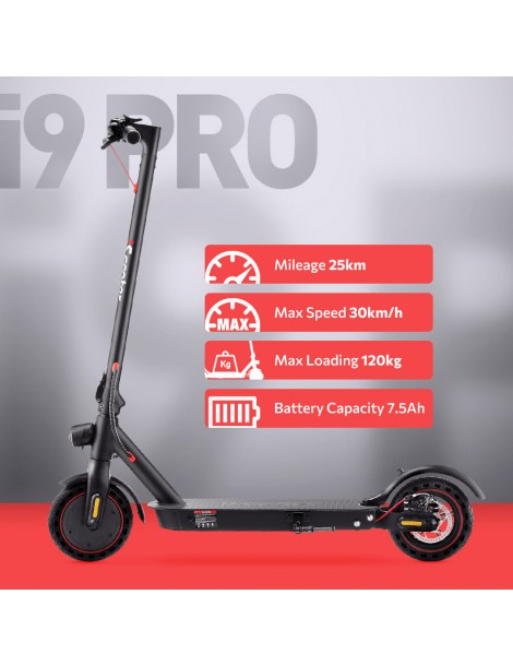 iScooter i9 Pro Scooter elettrico 8 5 pollici Pneumatico a nido d'ape 350W Motore 7 5Ah Batteria 30km/h Velocità massima Nero Economico