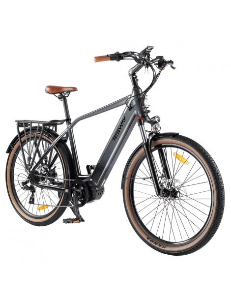 TESWAY COMET-M Bicicletta elettrica con motore centrale motore 500W batteria 48V 14Ah pneumatici 27 5*2 4 pollici - Grigio Vendita Economica