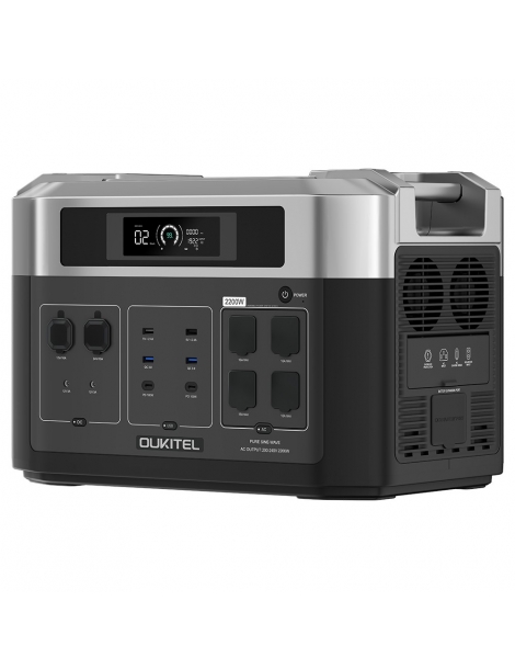 OUKITEL BP2000 Centrale elettrica portatile batteria LiFePO4 da 2048Wh/640000mAh uscita AC da 2200W UPS da 2000W Outlet