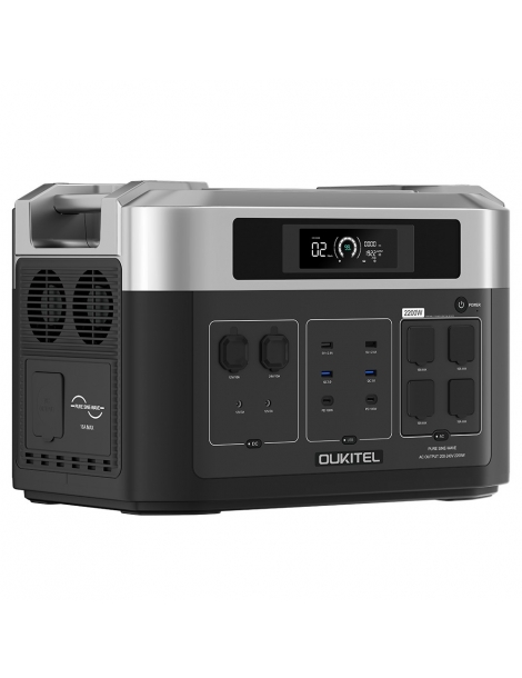 OUKITEL BP2000 Centrale elettrica portatile batteria LiFePO4 da 2048Wh/640000mAh uscita AC da 2200W UPS da 2000W Outlet