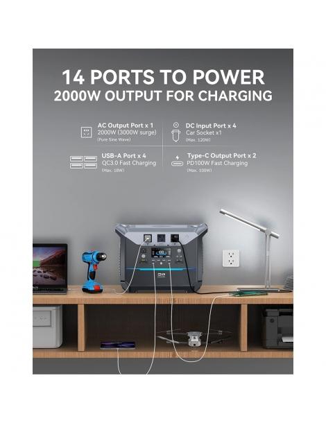 DaranEner NEO2000 Stazione di energia portatile generatore solare con batteria LiFePO4 da 2073 6Wh uscita AC da 2000W Hotsell