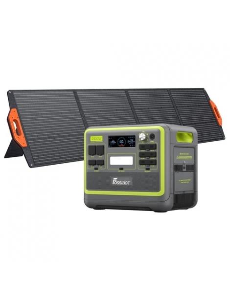 FOSSiBOT F2400 Generatore Solare Portatile da 2048Wh/2400W+SP200 18V 200W Pannello Solare Pieghevole - Verde Vendita Calda
