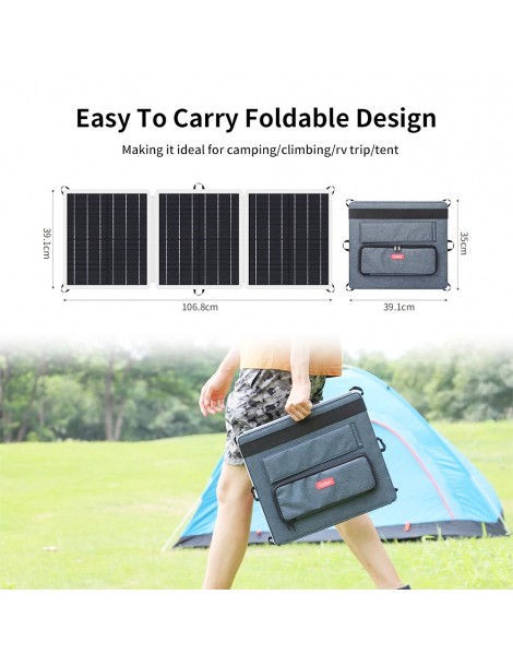 GOFORT Pannello Solare Portatile 18V 60W con Tre Porte di Uscita DC/QC3.0/USB-A Spedizione Gratuita