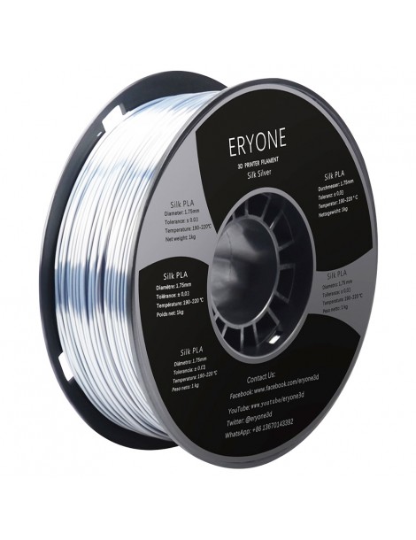 ERYONE Seta PLA Filamento per stampante 3D 1 75 mm Tolleranza 0 03 mm 1 kg (2 2 libbre)/Pool - Argento Convenienza