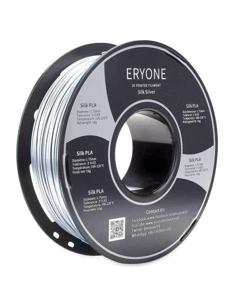 ERYONE Seta PLA Filamento per stampante 3D 1 75 mm Tolleranza 0 03 mm 1 kg (2 2 libbre)/Pool - Argento Convenienza