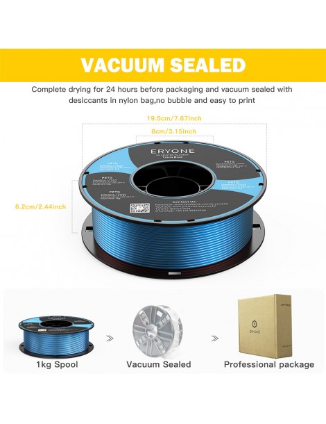 ERYONE PETG Filamento per stampante 3D 1 75mm Tolleranza 0 03mm 1KG(2.2LBS)/Spool - Blu trasparente Vendita Calda