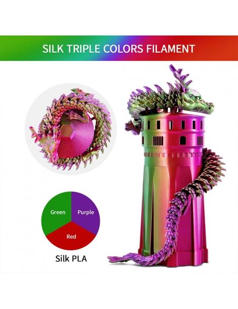 ERYONE Filamento PLA seta tricolore 1kg - rosso viola e verde Vendite Flash