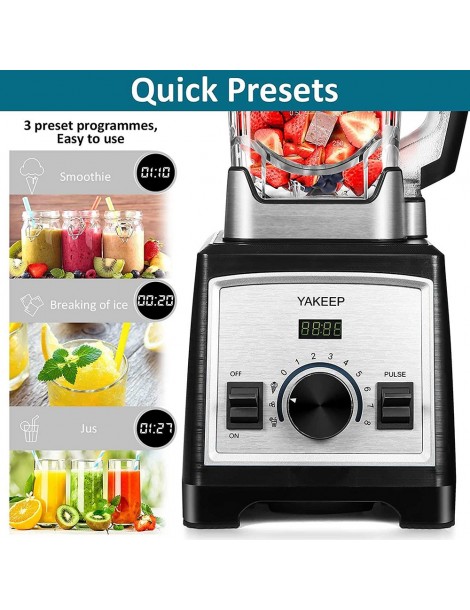 Yakeep 8188 2000W Stand Mixer frullatore per frullati da 2L con agitatore 32000 RPM 8 lame in acciaio Pezzi Unici
