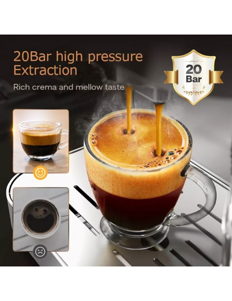 HiBREW H10 1050W macchina da caffè semi-automatica a 20 bar macchina per caffè espresso a cialde e macinato ESE capacità 1 5L Fino Al -60%